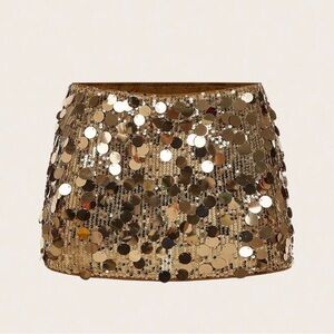Gold Sequin Mini Skirt